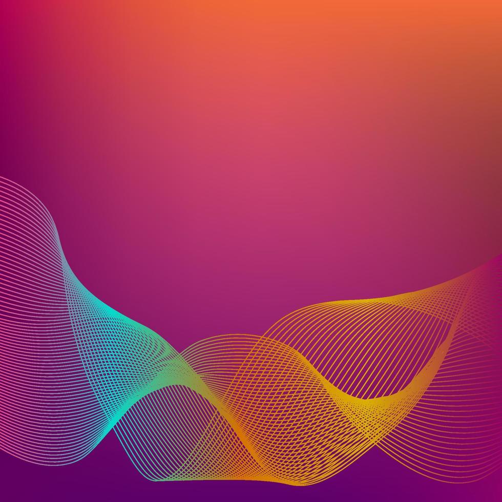 Fondo abstracto colorido con onda de humo de línea fina. telón de fondo web, tarjeta. vector