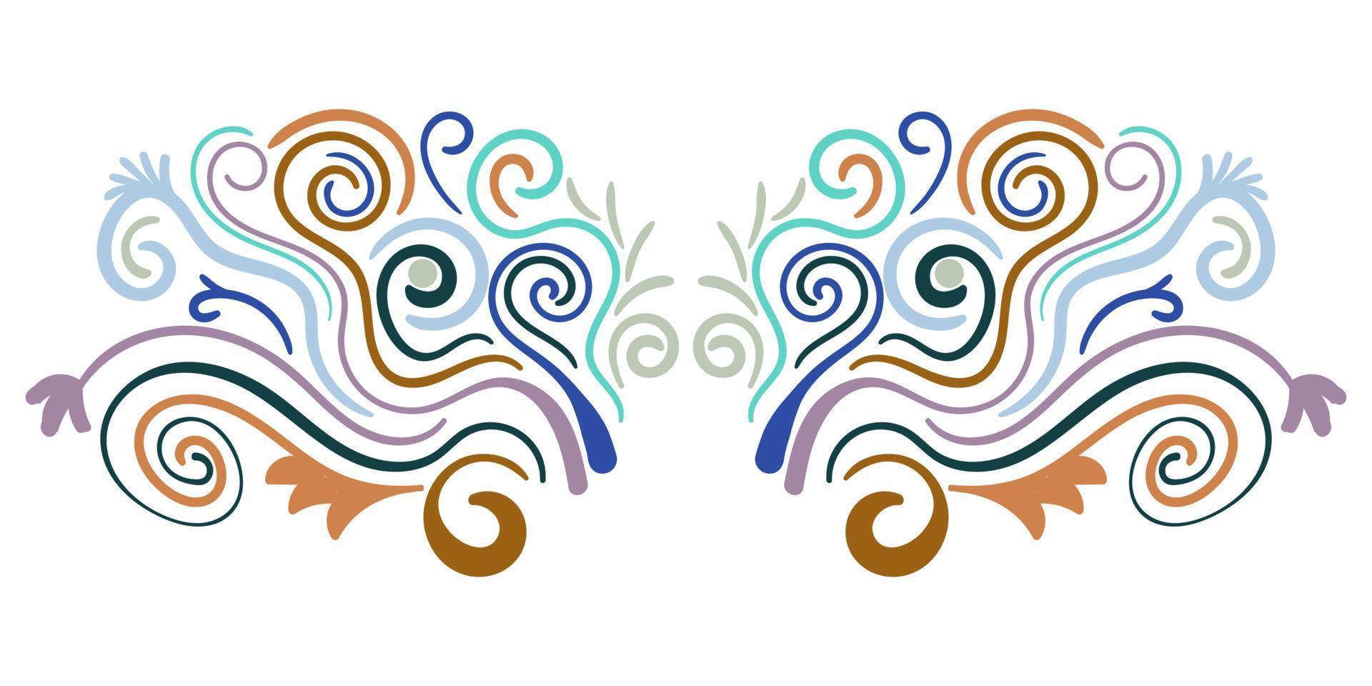 Abstract curly element for design, swirl, curl, divider. vector