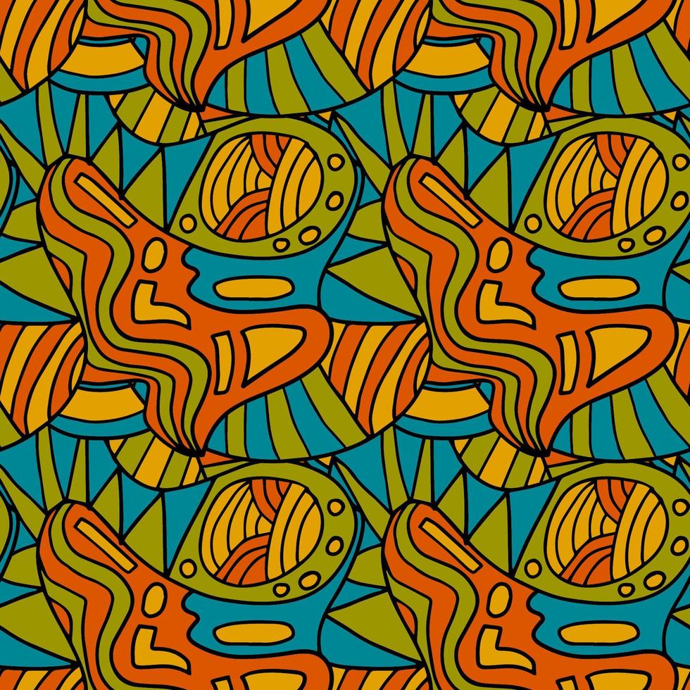Abstract colorful doodle seamless pattern. Fantasy art background with messy shapes. vector