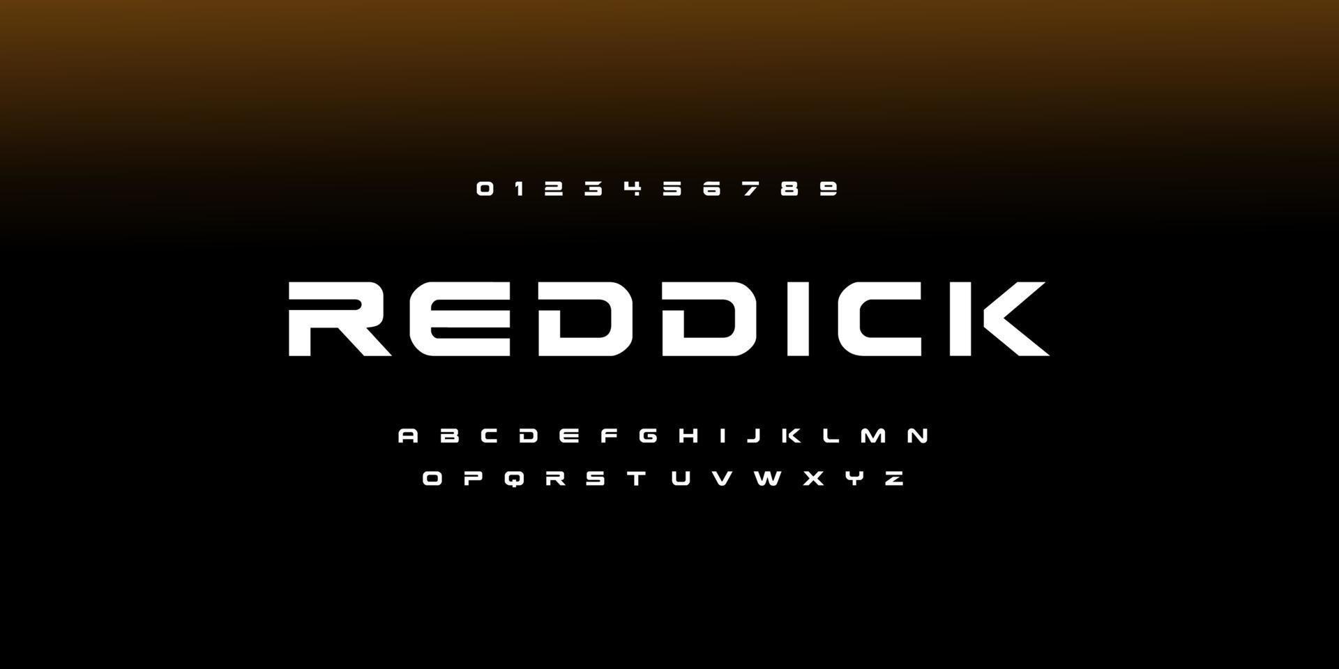 reddick, Abstract technology space font and alphabet. techno and fashion fonts designs. Typography digital sci-fi movie concept. vector illustration