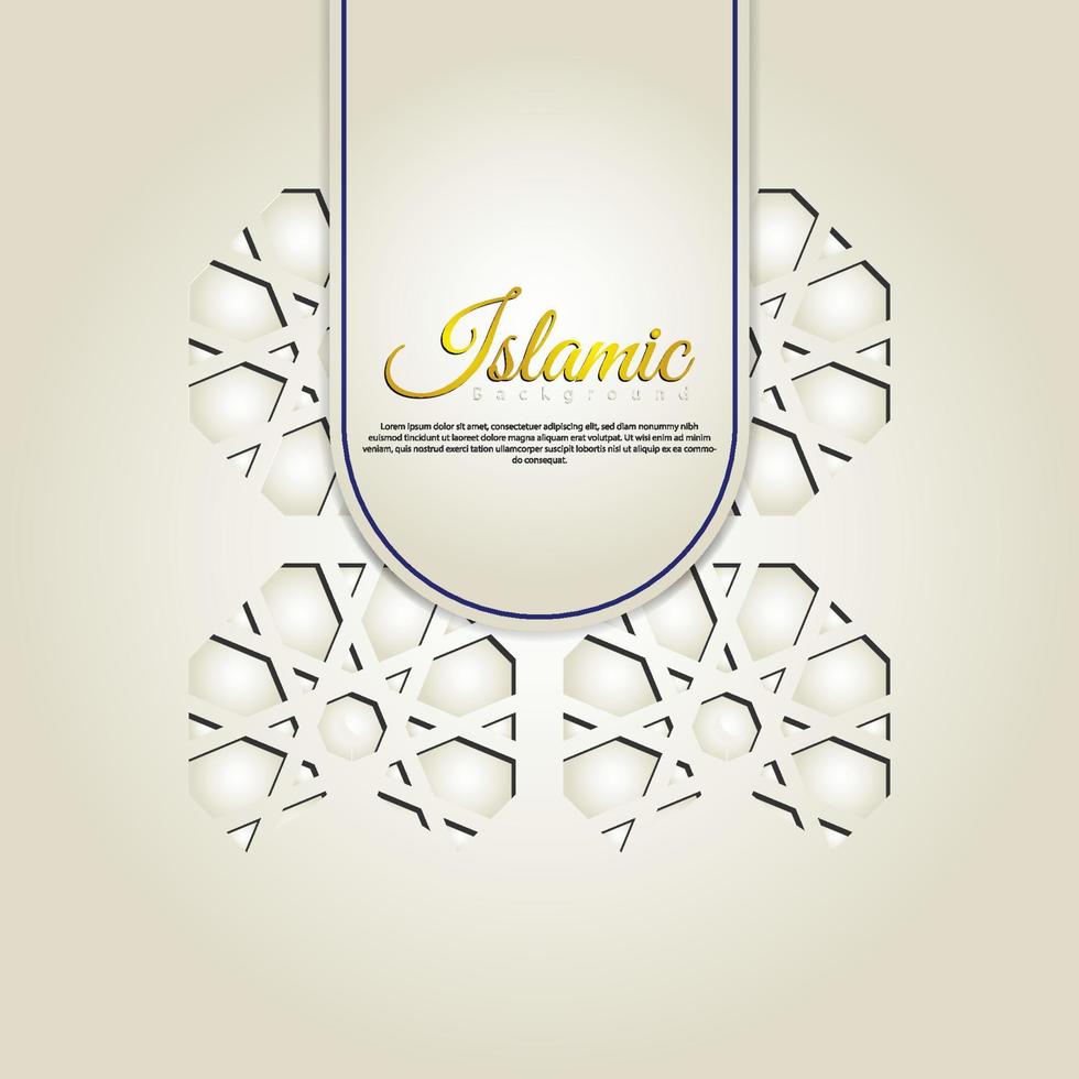 Islamic greeting card banner background with ornamental colorful detail of floral mosaic islamic art ornament vector