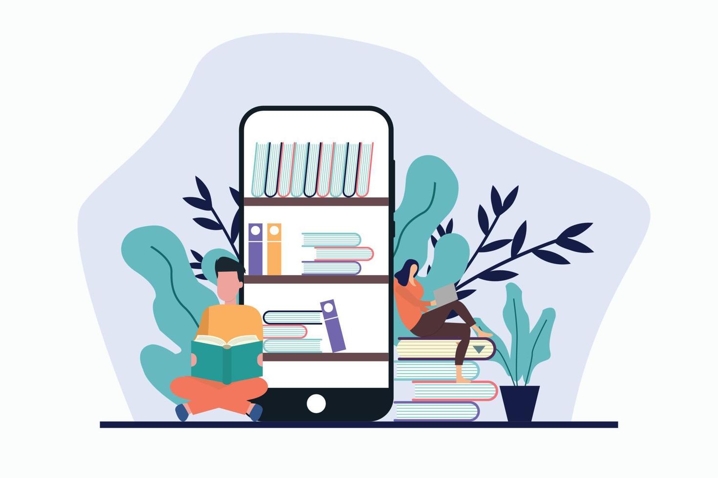 Mobile Reading Books illustration vector