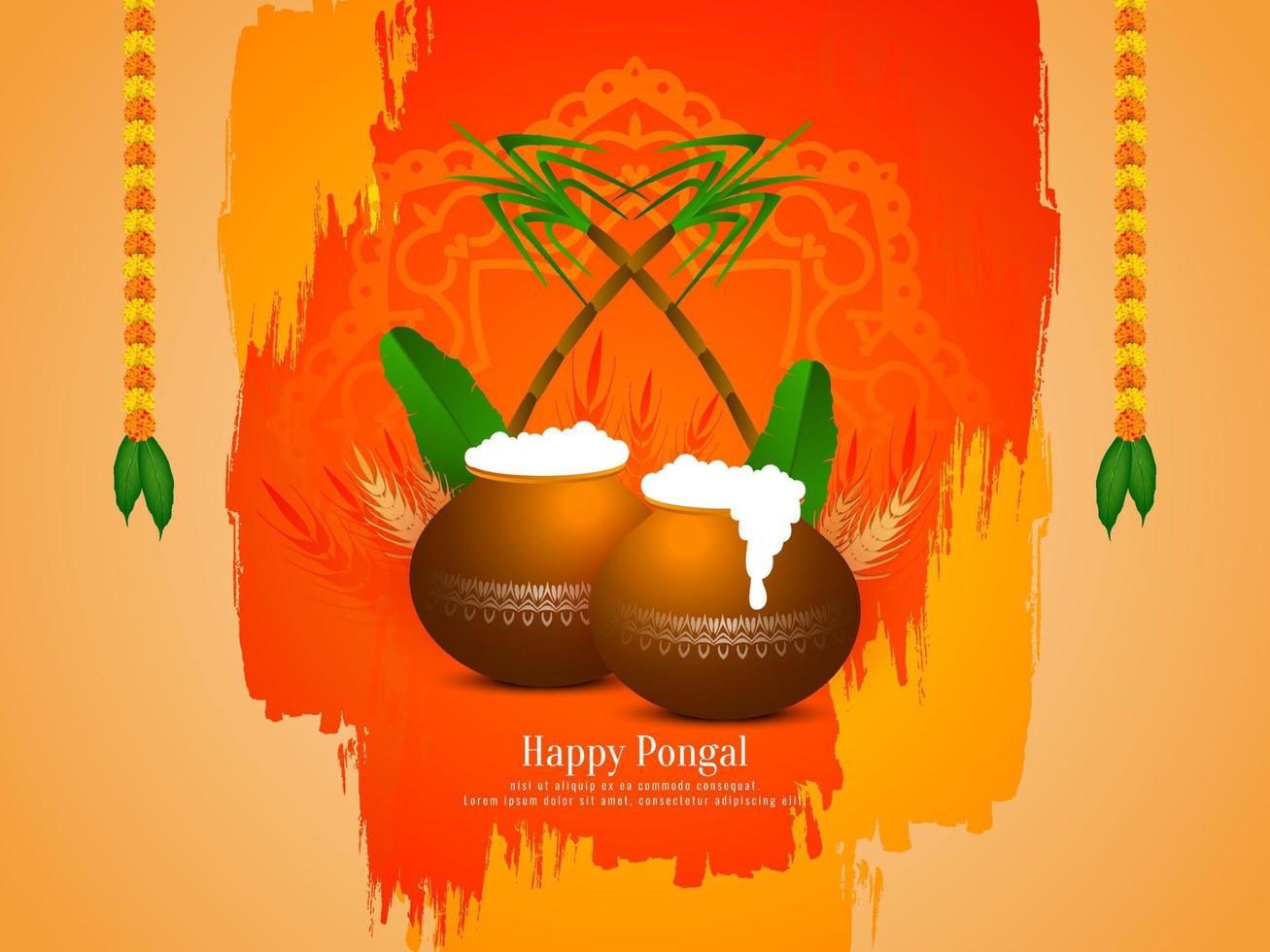 Beautiful south Indian Happy pongal festival background design vector