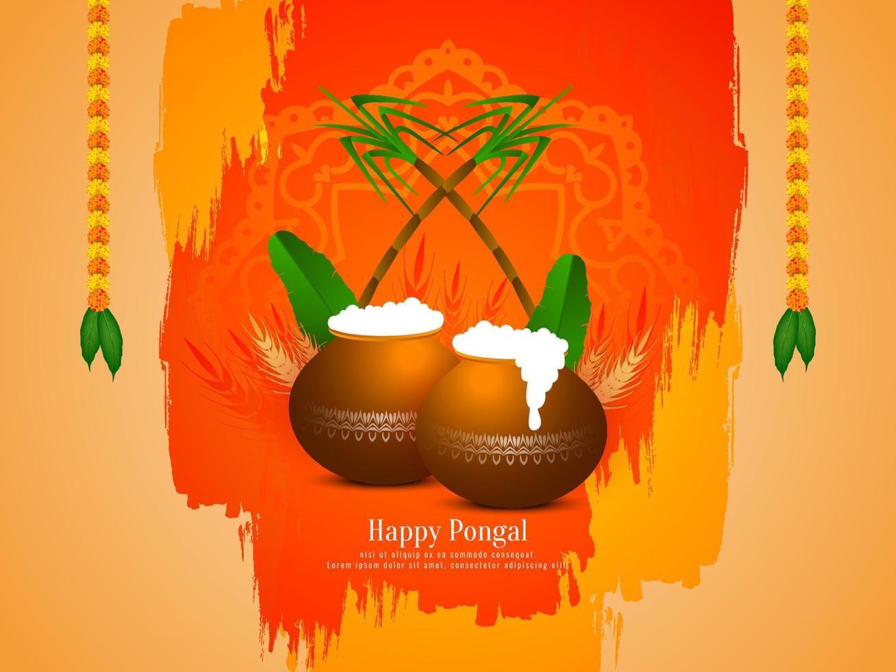 hermoso diseño de fondo del festival pongal feliz del sur de la india vector