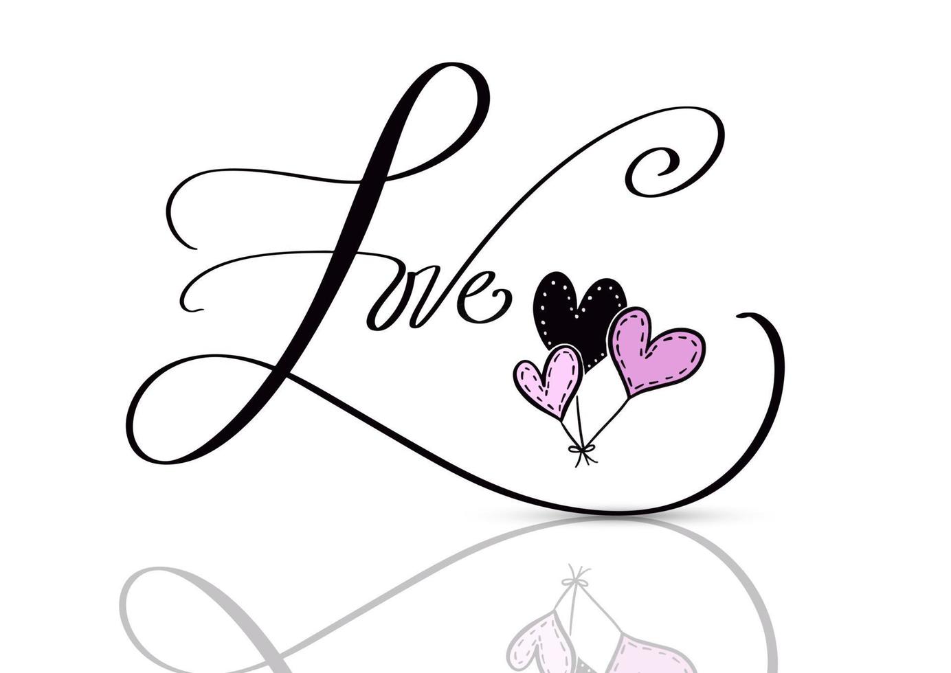 Valentines Day background with hand drawn lettering vector