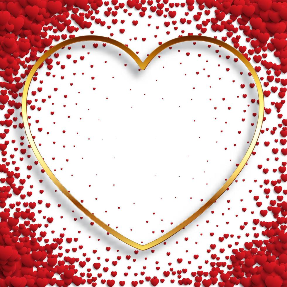 Valentines Day background with gold metallic heart vector