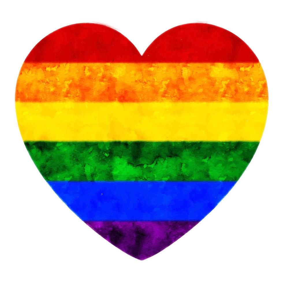 watercolour heart in rainbow colours vector