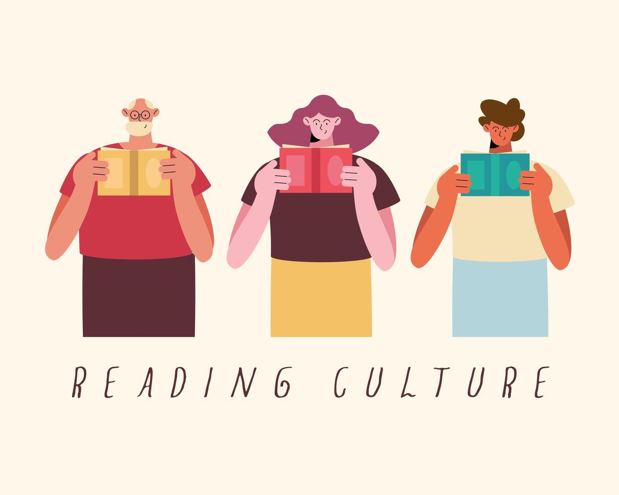 people reading culture characters vector