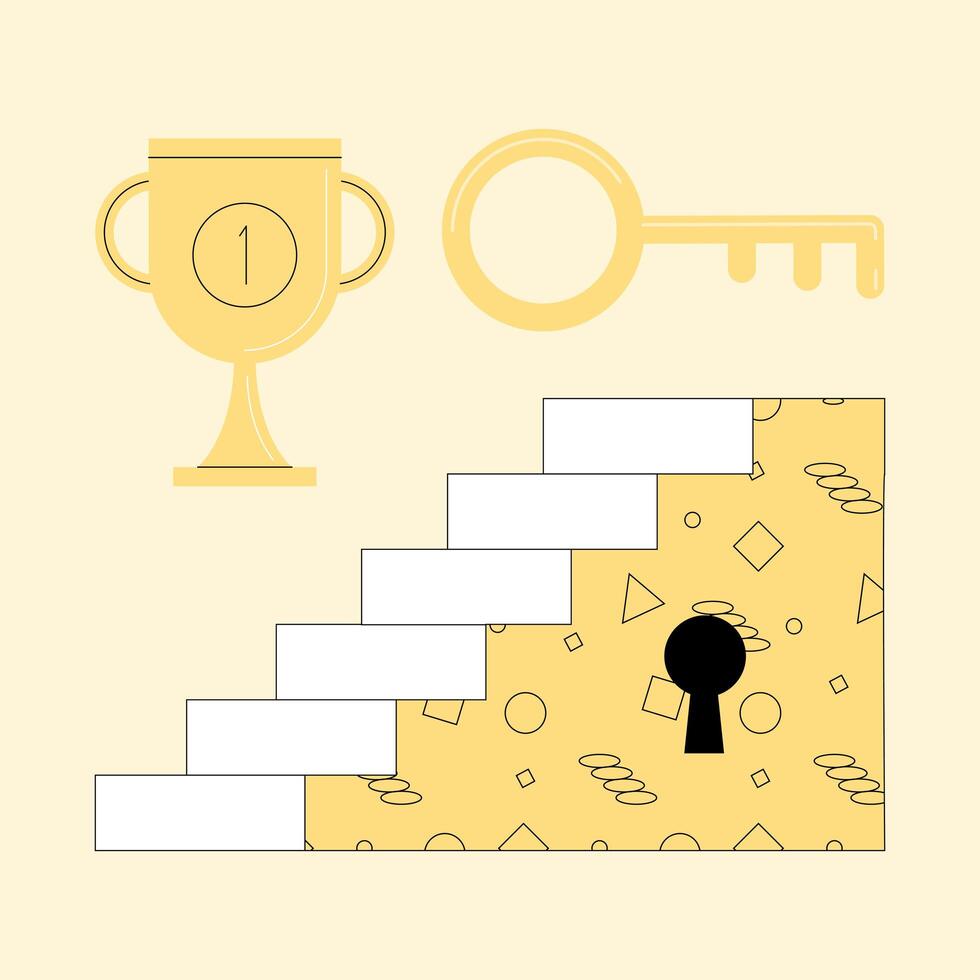trophy with stair and key vector