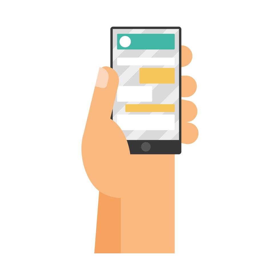 mano con smartphone vector