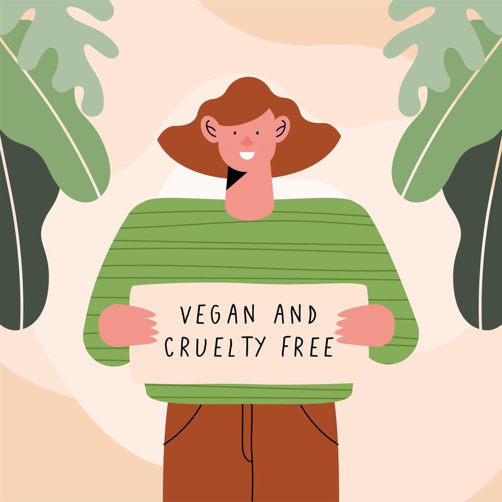 vegan and cruelty free woman vector