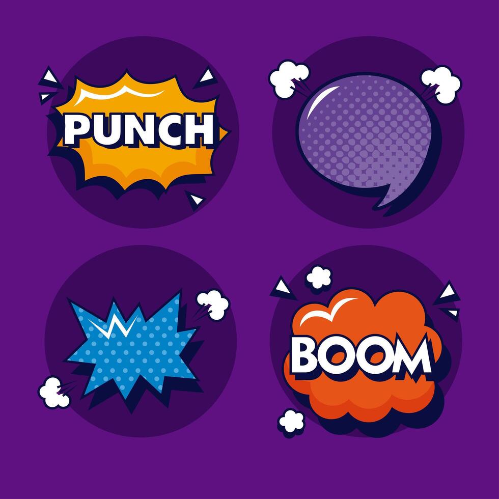 pop art four expressions vector