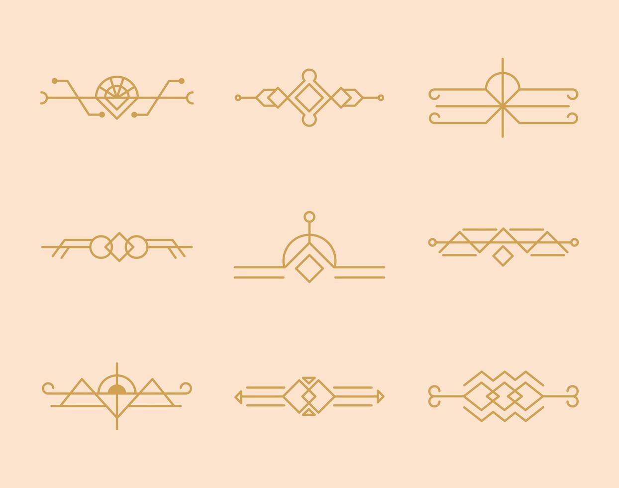 nine art deco icons vector