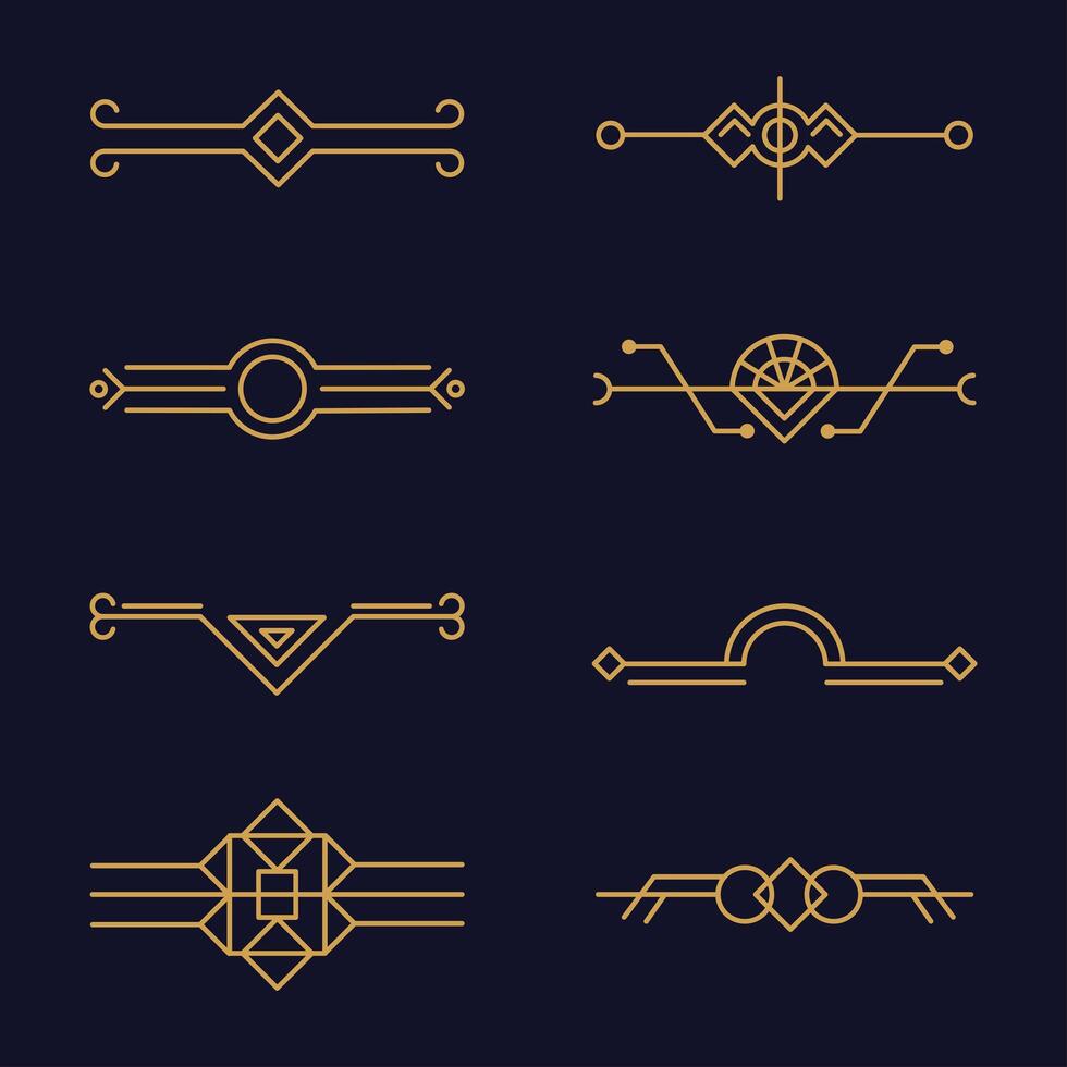 ocho iconos art deco vector