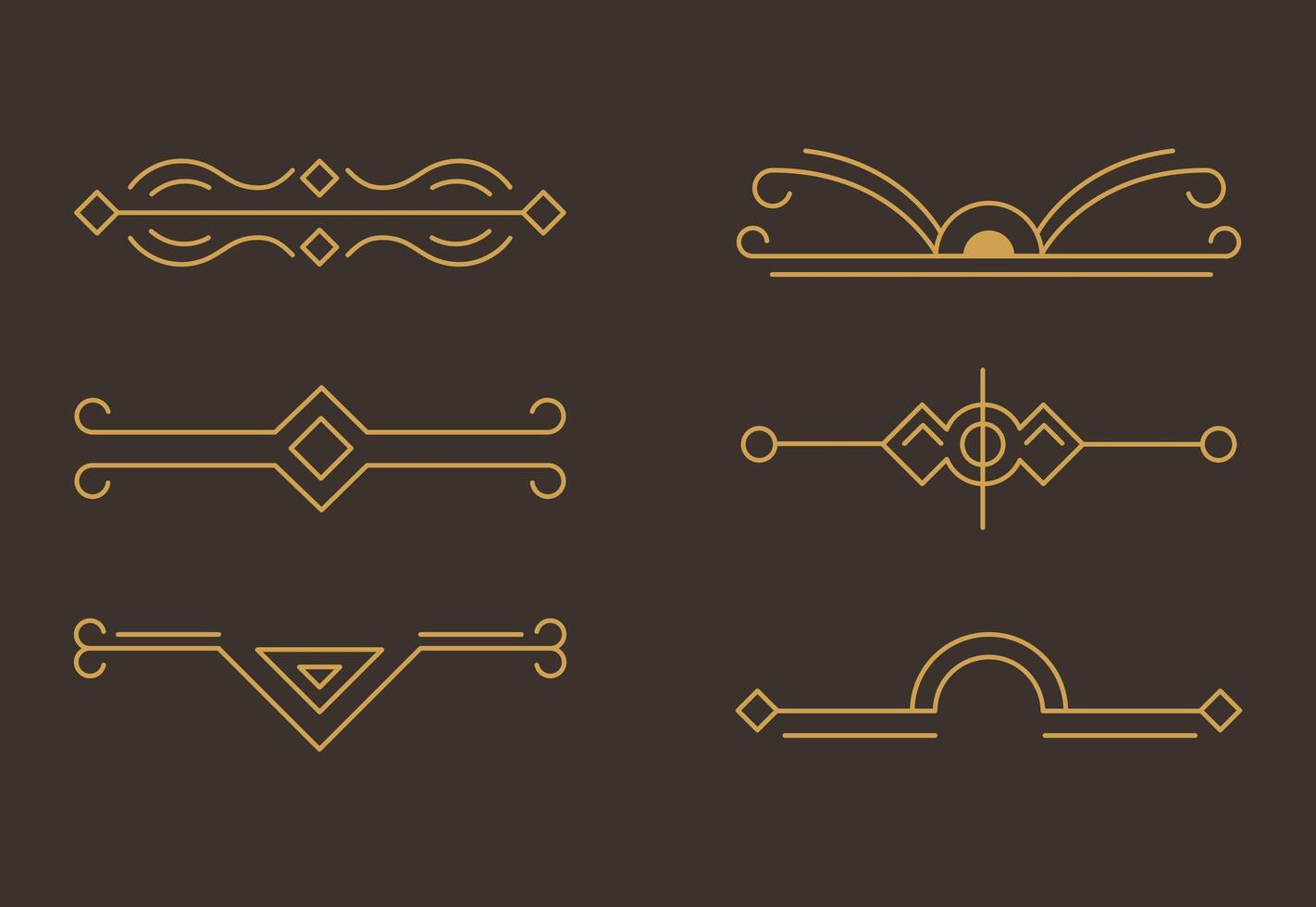 six art deco icons vector