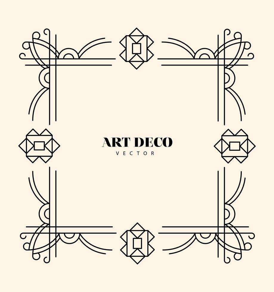 art deco square frame vector