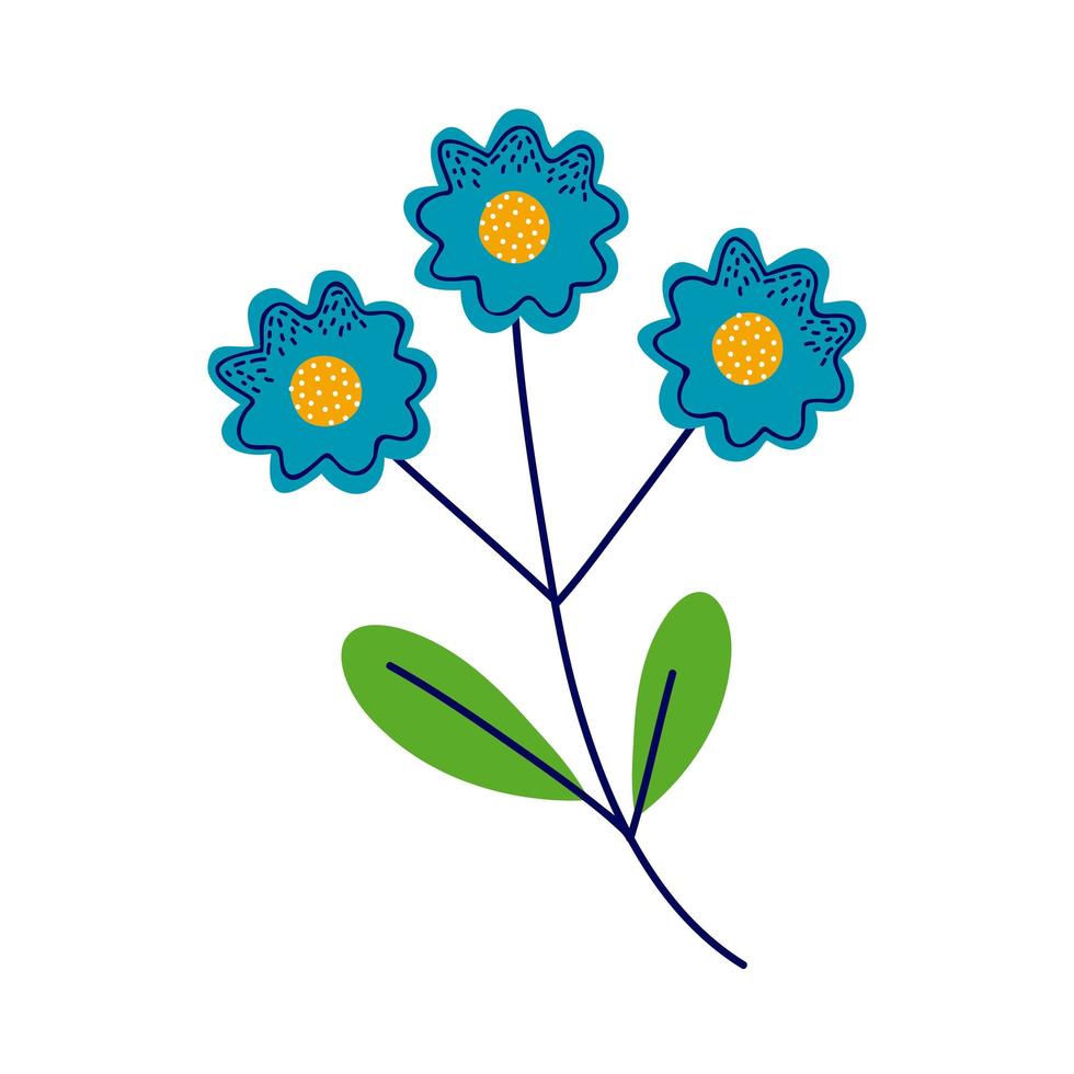 three flowers blue vector