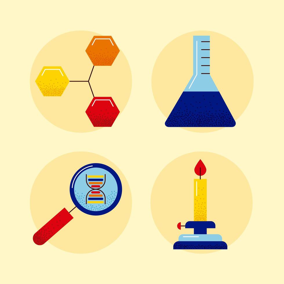 four dna study icons vector