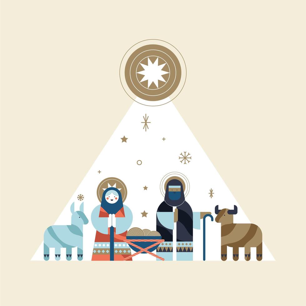 manger family and animals vector