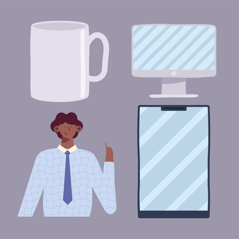 businessman and devices vector