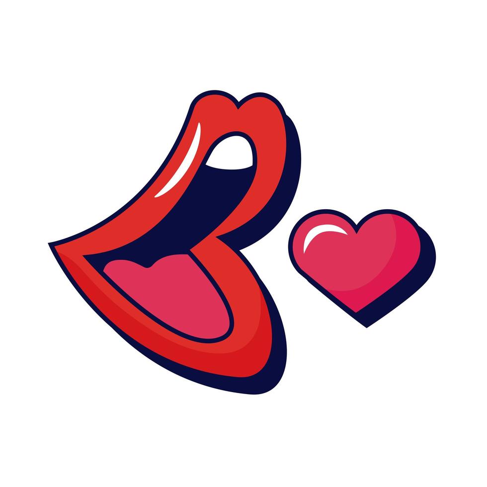 mouth kissing heart vector