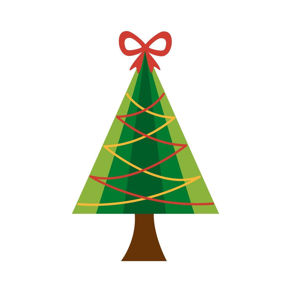 christmas tree and ribbons vector