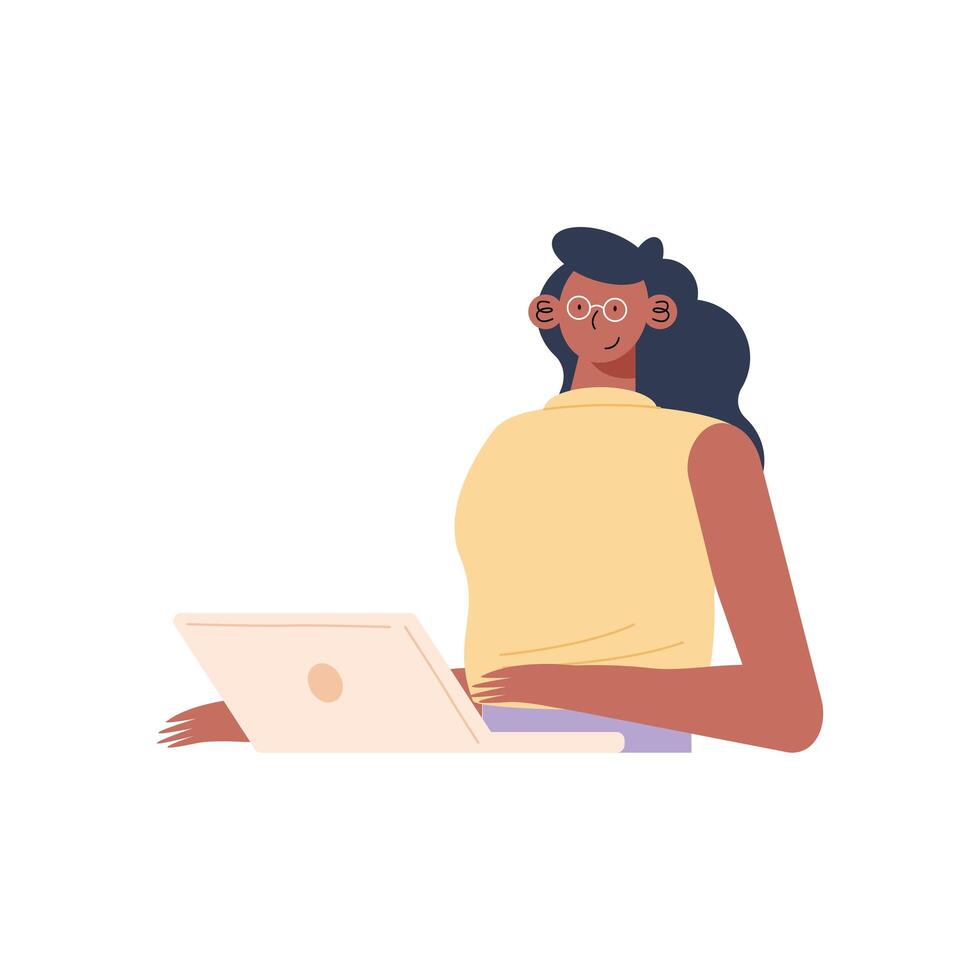 woman using laptop vector