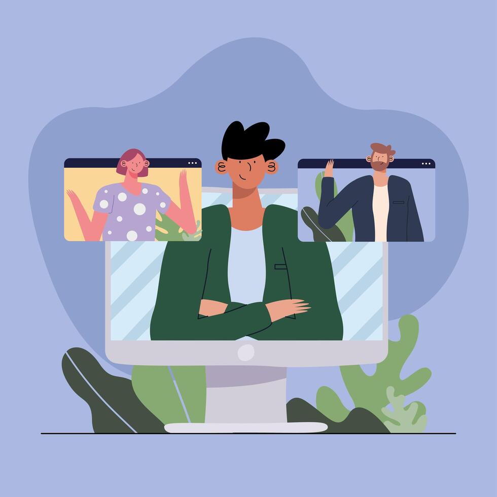 conference virtual in desktop vector