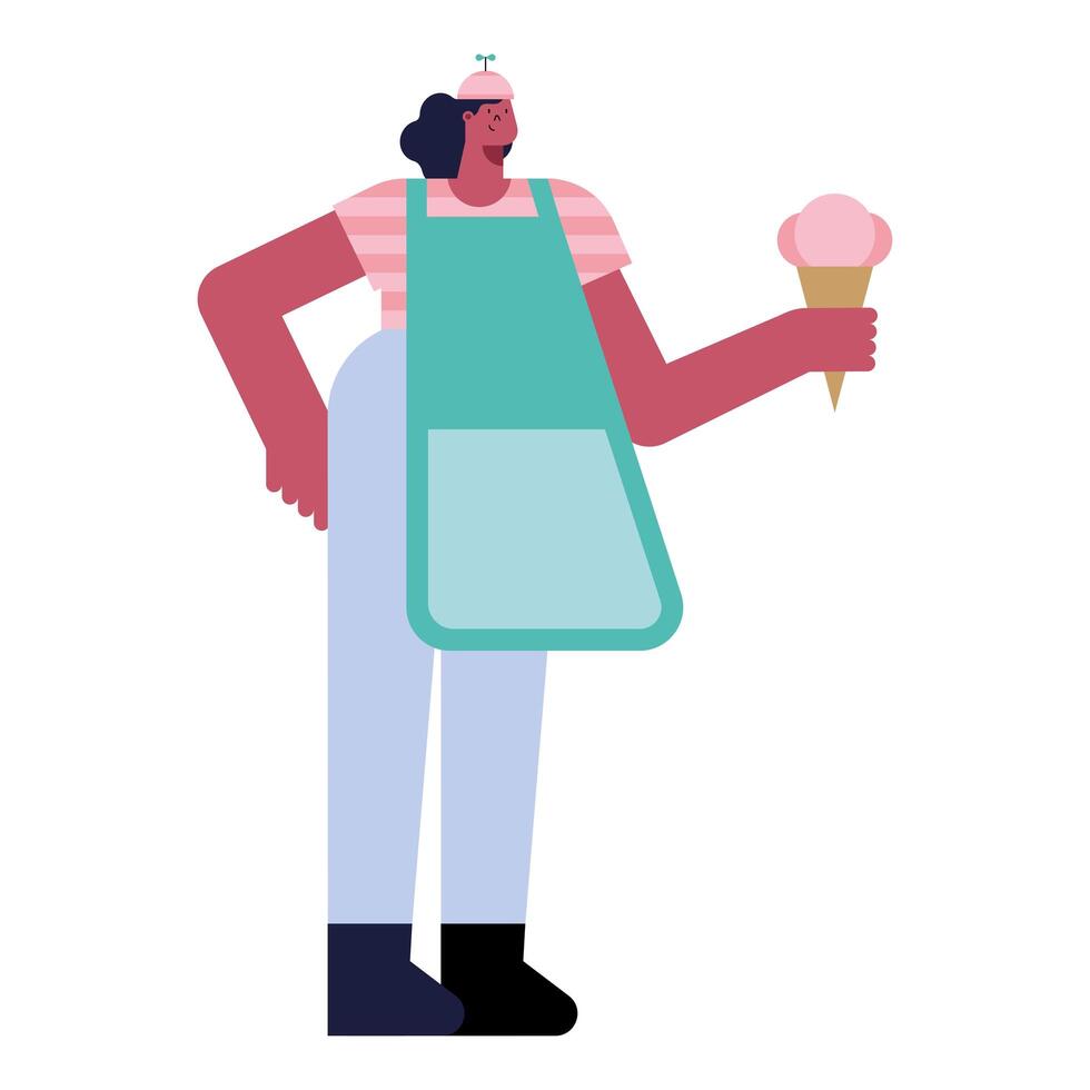 afro woman ice cream maker vector