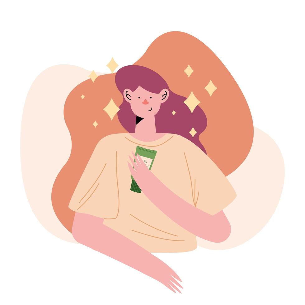 young girl with cream vector