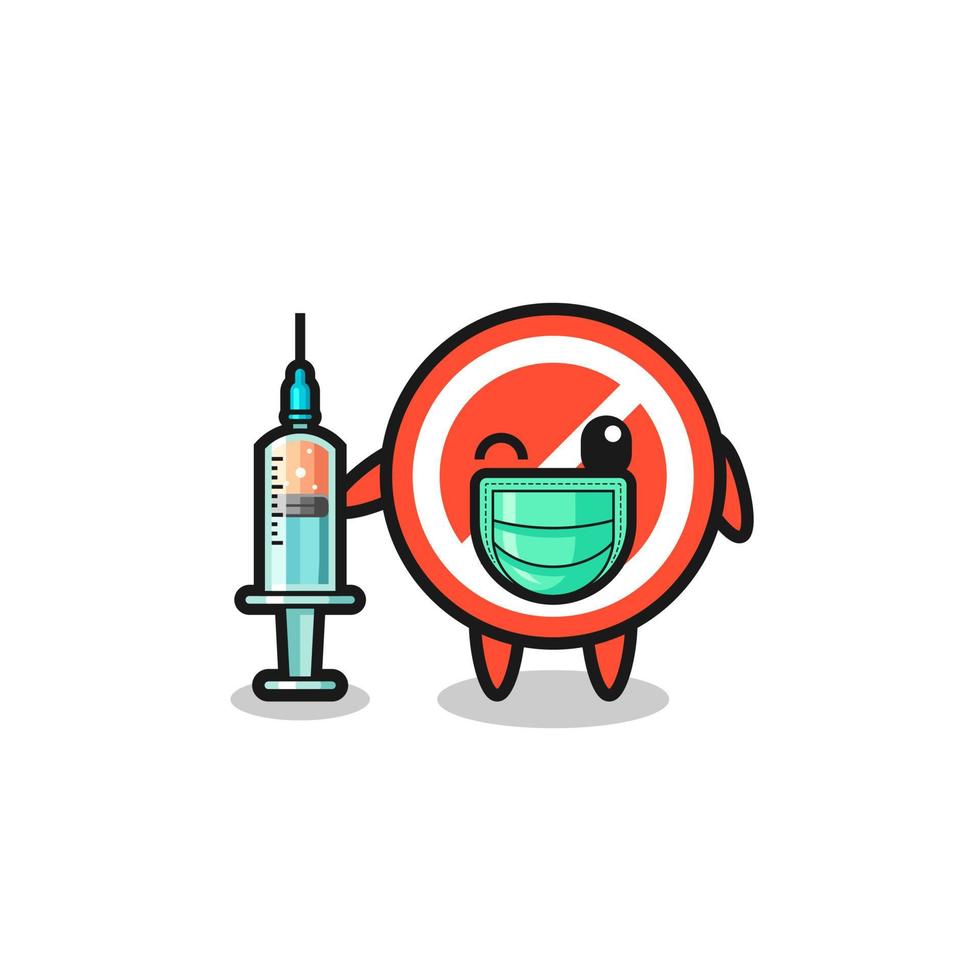 stop sign mascot as vaccinator vector