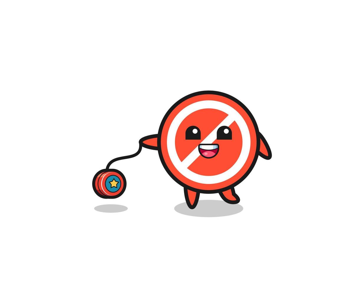 cartoon of cute stop sign playing a yoyo vector