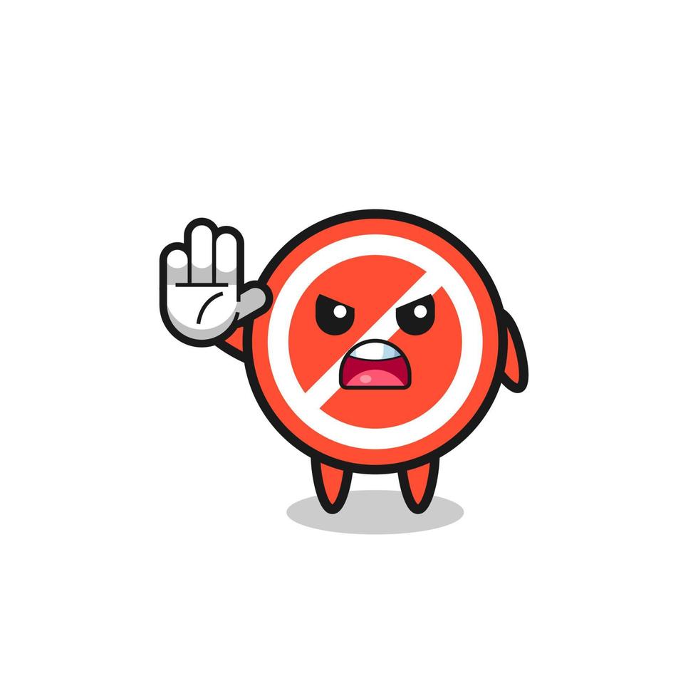 stop sign character doing stop gesture vector