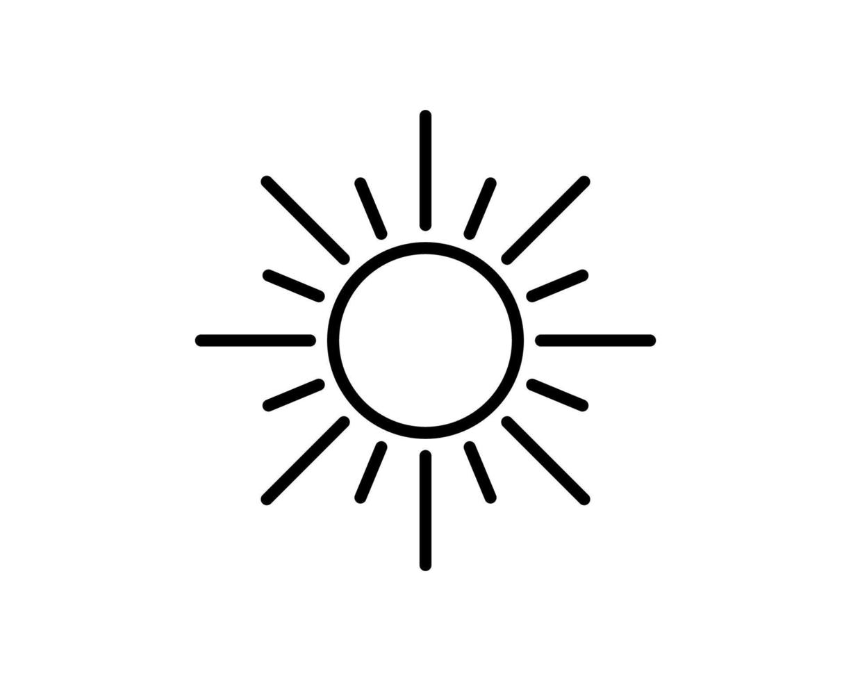 icono de sol plano. símbolo único de contorno de alta calidad de primavera para diseño web o aplicación móvil. signos de línea delgada de sol para diseño de logotipo, tarjeta de visita, etc.esquema pictograma de sol vector