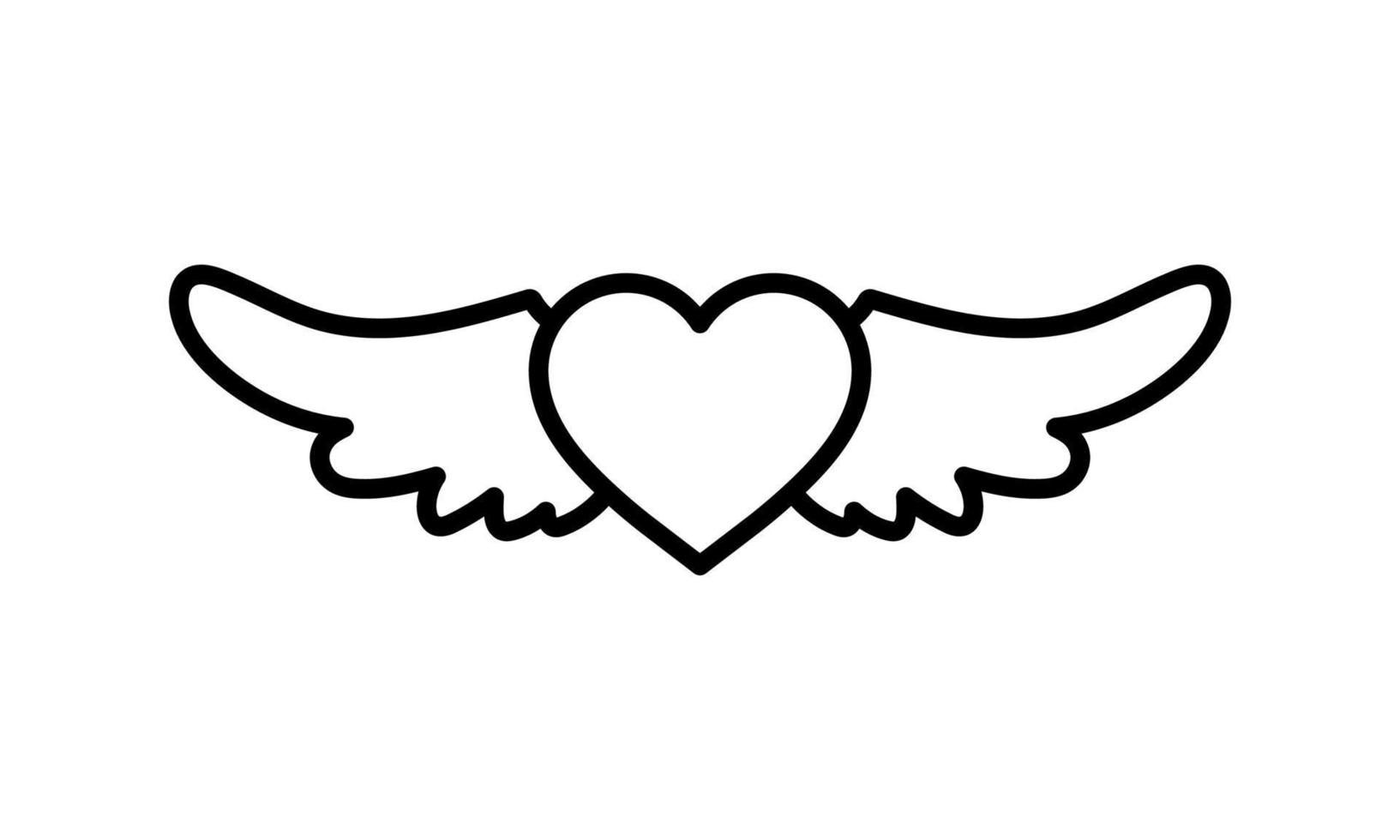Heart angel wings line icon, outline vector sign, linear style pictogram isolated on white. Love symbol, logo illustration. Editable stroke