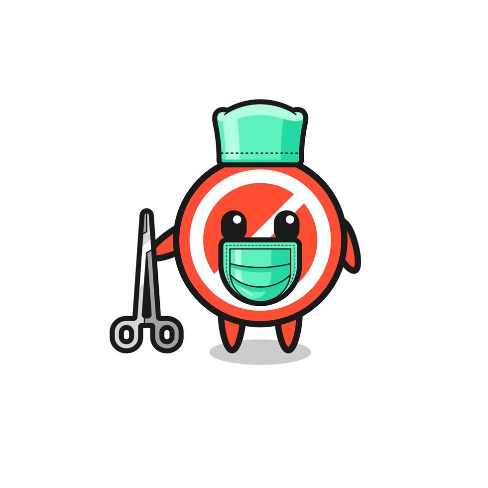 surgeon stop sign mascot character vector