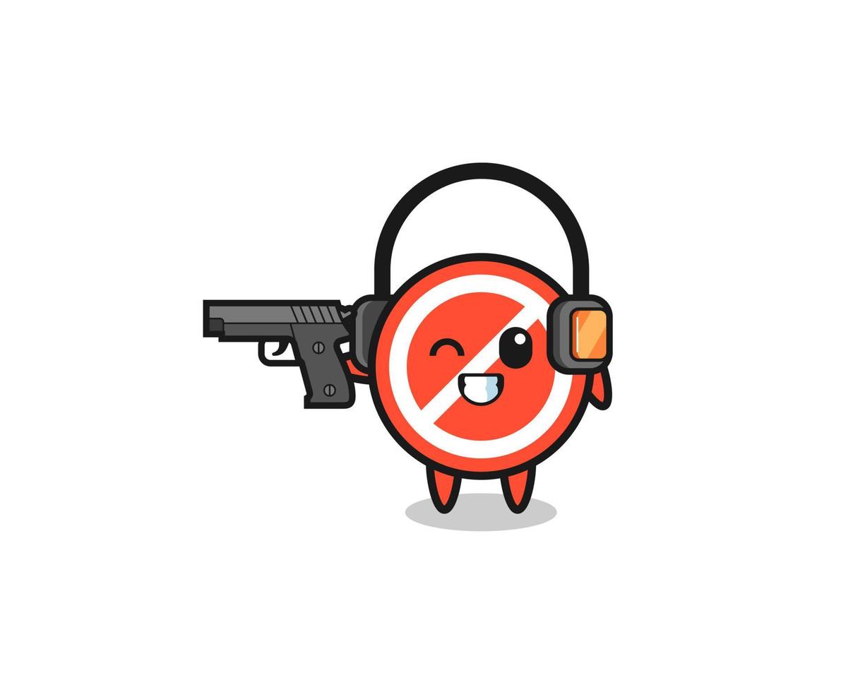 illustration of stop sign cartoon doing shooting range vector
