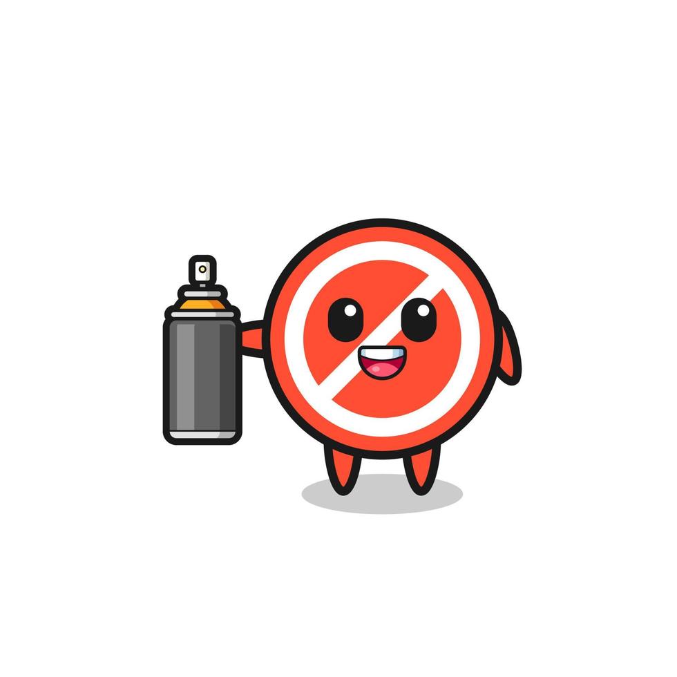 the cute stop sign as a graffiti bomber vector