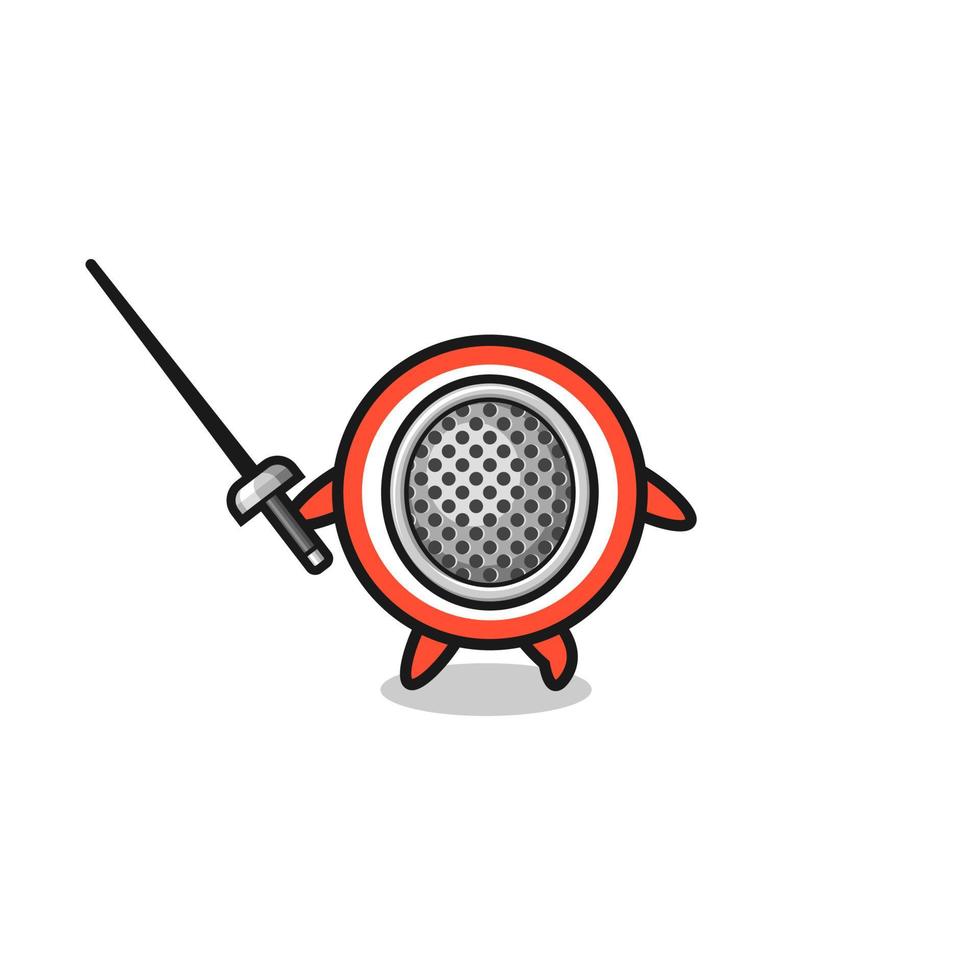 stop sign earth cartoon as fencer mascot vector