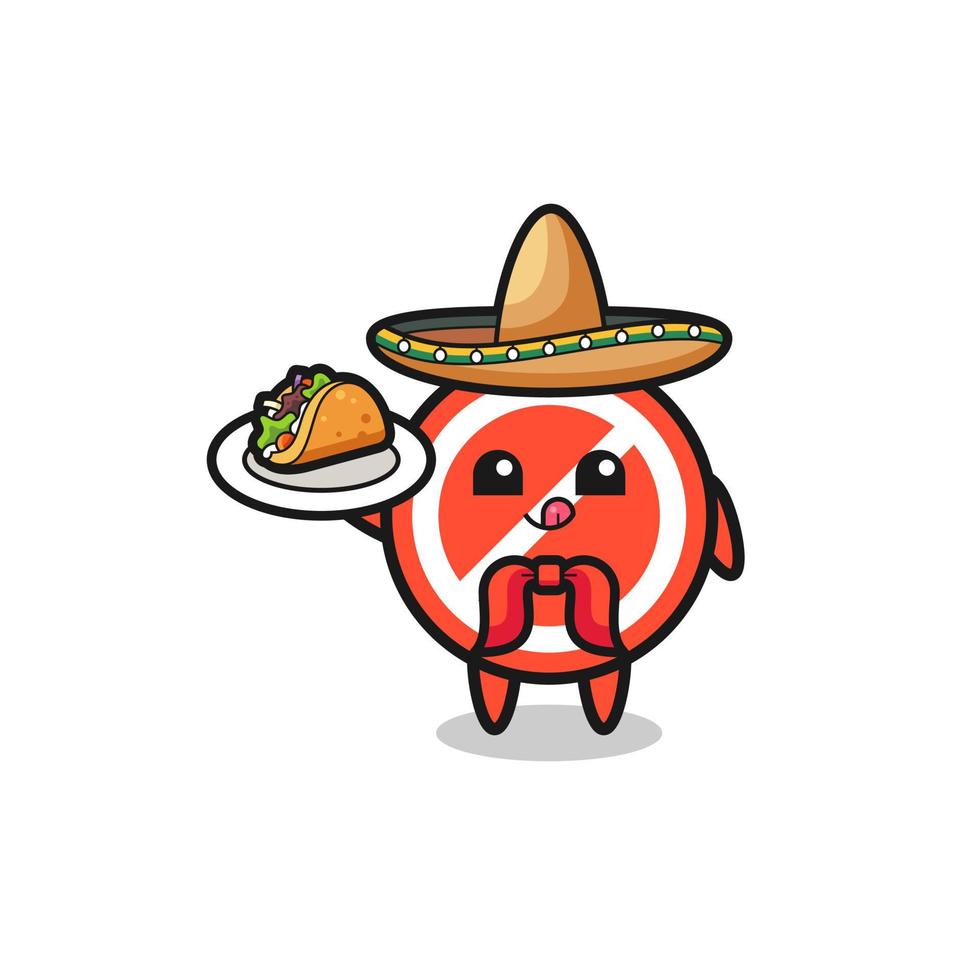 stop sign Mexican chef mascot holding a taco vector