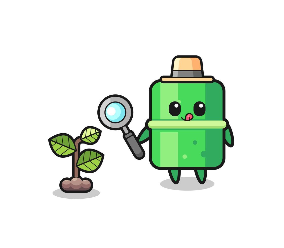 cute bamboo herbalist researching a plants vector