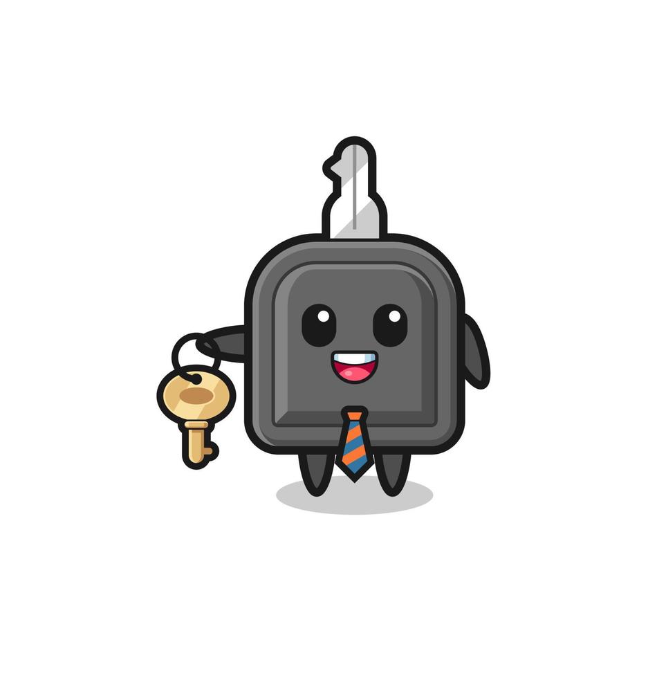 cute car key as a real estate agent mascot vector