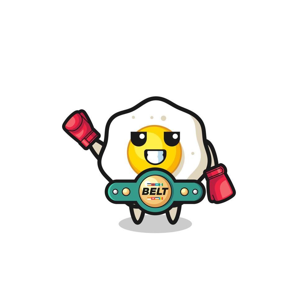 fried egg boxer mascot character vector