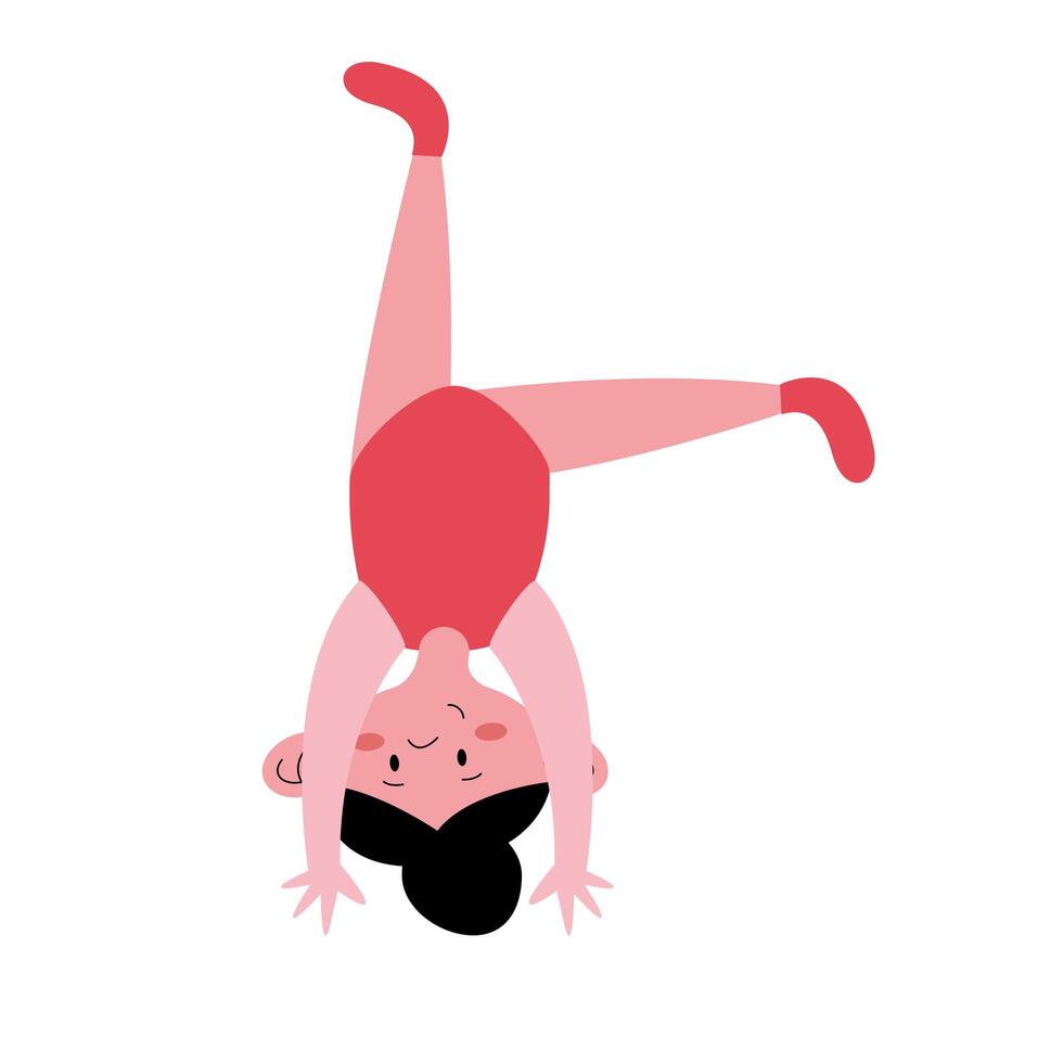 little girl practicing gymnastics vector