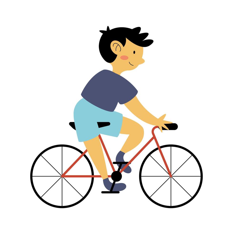 little boy practicing cycling vector