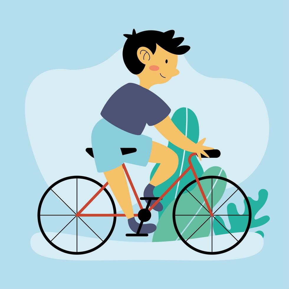 niño en bicicleta vector