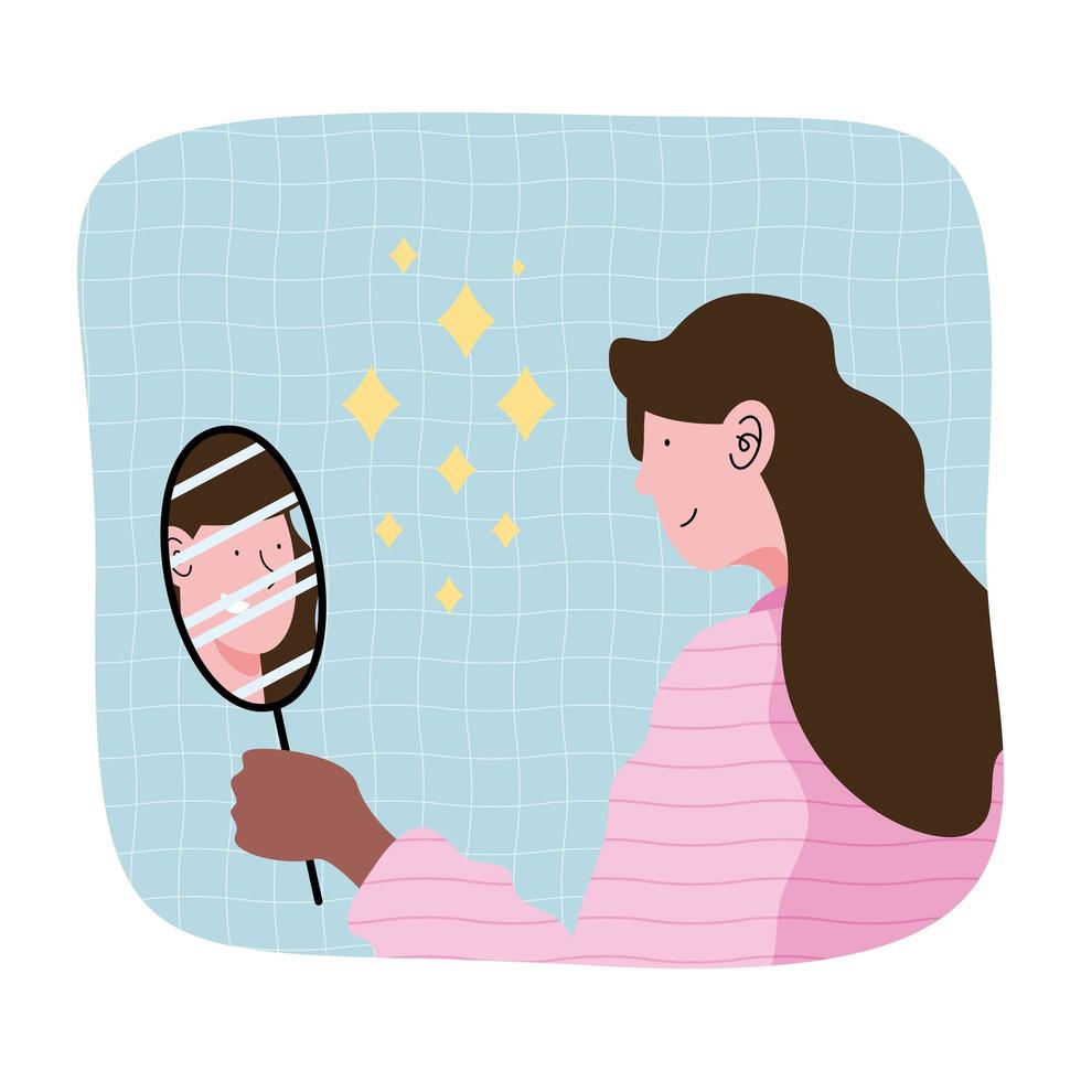 beauty woman using mirror vector