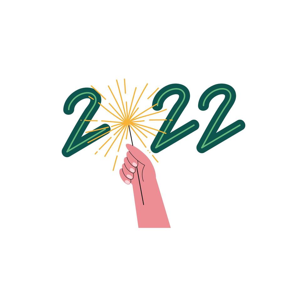 2022 year and fireworks vector