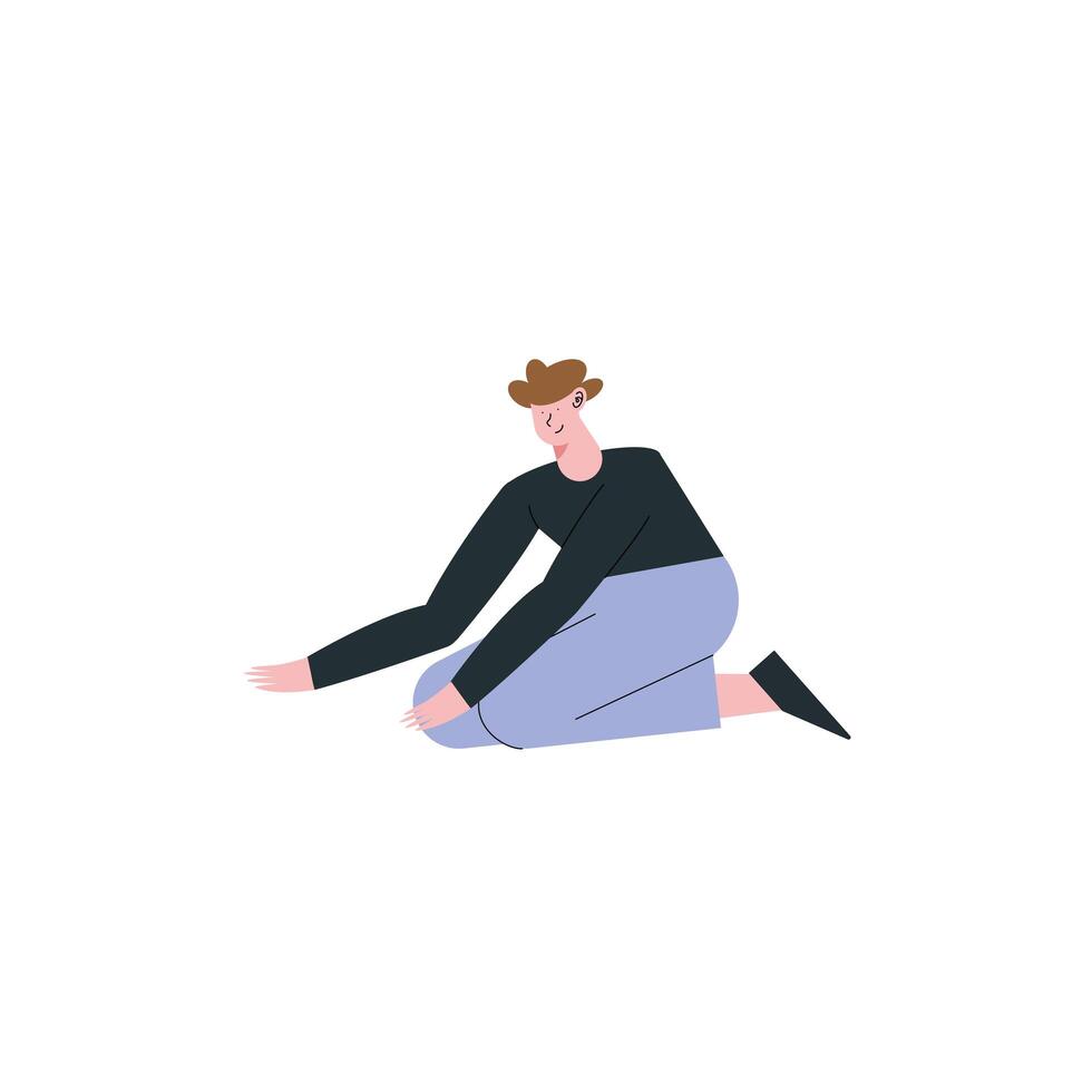 young man kneeling position vector