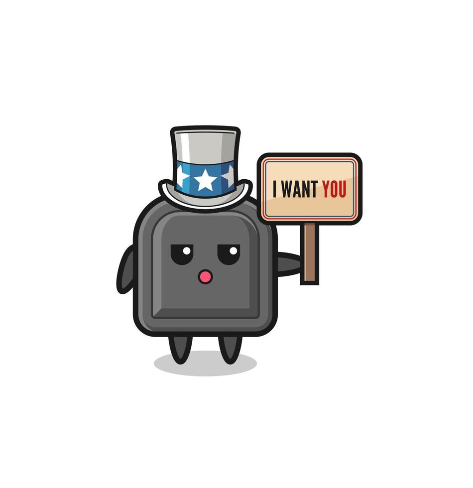 car key cartoon as uncle Sam holding the banner I want you vector